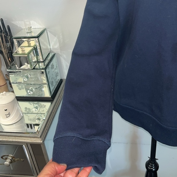 Eddie Bauer Blue Crewneck Sweater w/ Textured Knit size Large.  Fleece lined - Picture 2 of 8